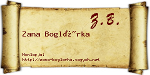 Zana Boglárka névjegykártya